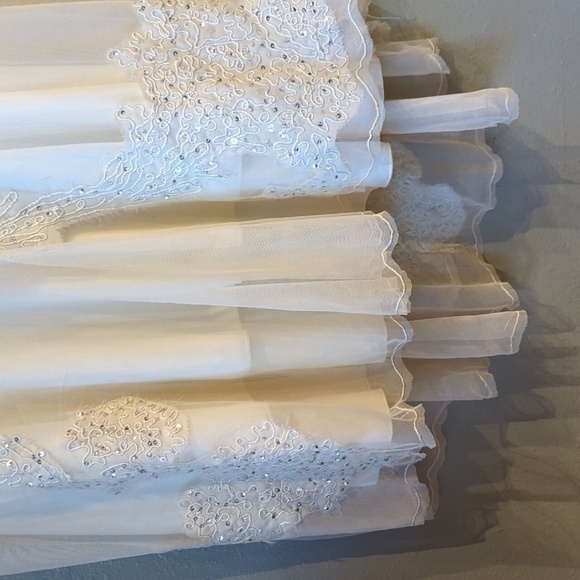 Y2k Newport News Ivory Sheer Beaded Maxi Dress Fairy Whimsigoth Wedding Vintage - Picture 8 of 13